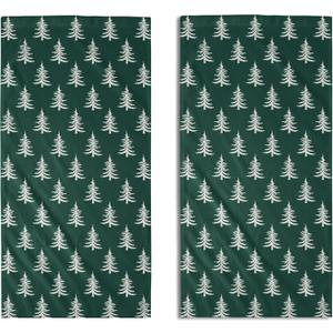 Forest Green Christmas Hand Towels for Bathroom Set of 2 White Xmas Tree Print Holiday Themed Decorative Handtowels Soft Absorbent Bath Towel for Home Guest Room Hotel Gym Spa