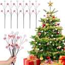 6 Pcs 14 Inch Christmas Tree Picks Velvet Christmas Ornaments Spheres Ball Pick Velvet Xmas Tree Branches Hanging Decoration Wreath Home Office Party Ornament(Pink,White)