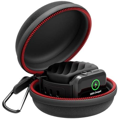 HALLEAST Travel Case for Apple Watch Charger, Portable Carrying EVA Charging Dock Holder for 42mm 44mm 45mm 46mm iWatch Series 11/SE3/10/9/8/SE2/7/SE/6/5/4/3/2/1, with Night Stand Mode, Black