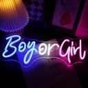 Nordstylee Led "Boy or Girl" Neon Signs Gender Reveal Party Decorations Neon Letters Signs Pregnancy Announcement Party Supplies Baby Shower Yard Signs (Blue/Pink)