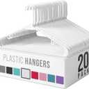 Clothes Hangers Plastic 20 Pack - White Plastic Hangers - Makes The Perfect Coat Hanger and General Space Saving Clothes Hangers for Closet - Percheros Ganchos para Colgar Ropa Hangars (White)