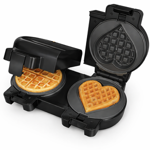 Sunvivi Double Belgian Waffle Maker with Dual Removable Nonstick Plates, Stainless Steel Round Waffle Iron, Fast Preheat, Flip-Style Easy One-Button Operation, PFOA-Free, Black