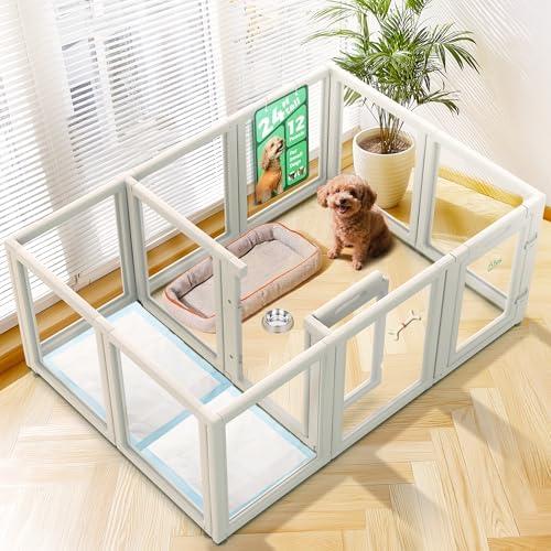 FXW AuraSpace Acrylic Indoor Unleashed Dog Playpen for Puppies and Small Dogs, 24 Inch, 12 Panels, White