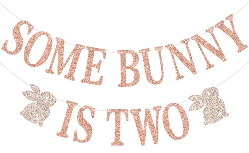 Mis Quince Rose Gold Bunny 2nd Birthday Banner, Easter Theme Birthday Party Decor