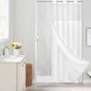 Boho White Woven Fabric Shower Curtain 36 x 74 Modern Farmhouse, No Hooks Tufted Chevron Striped Shabby Chic Textured, Minimalist Cloth Curtain for Bathroom, Hotel Decor