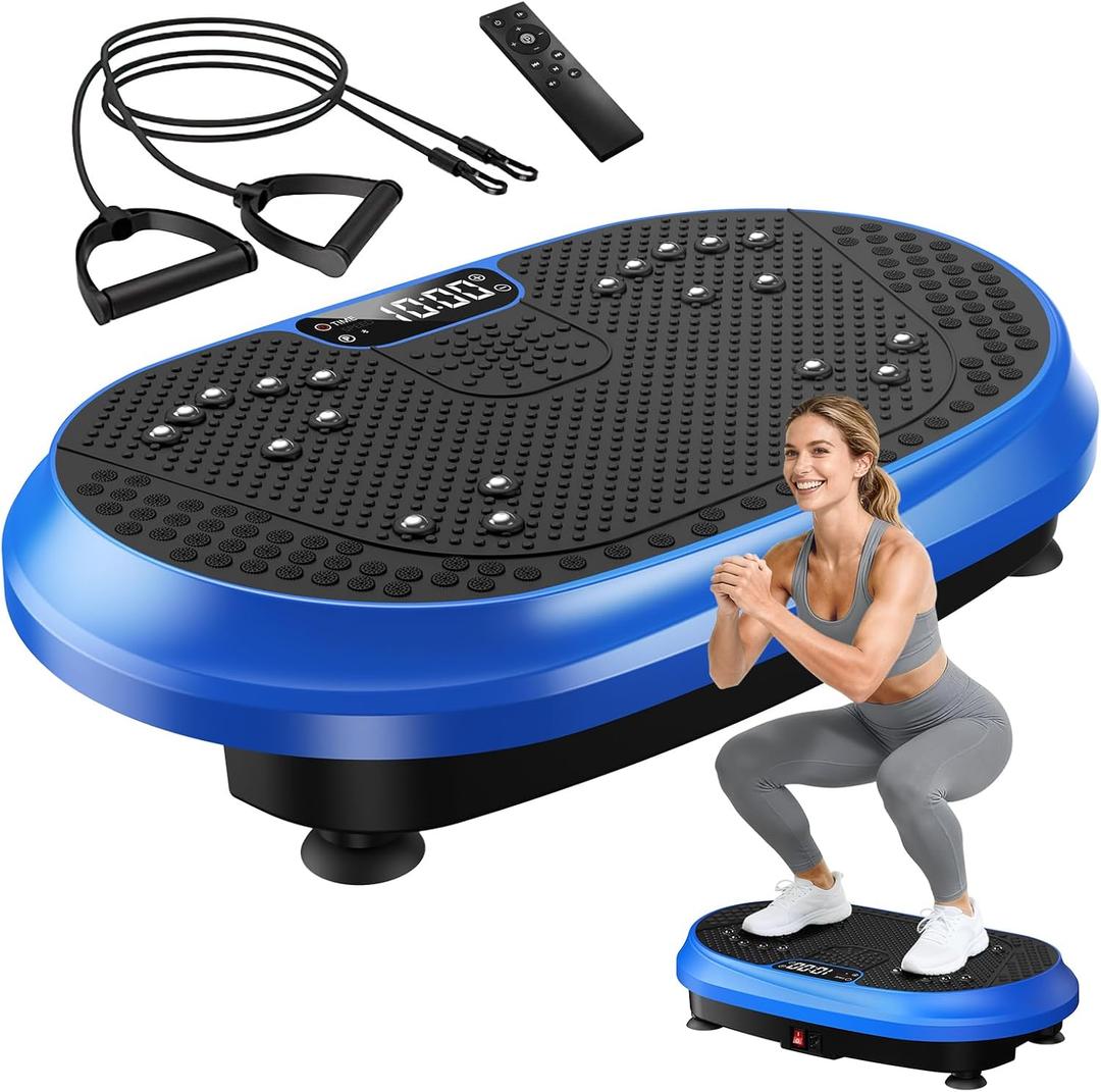 Vibration Plate Exercise Machine, Vibrating Fitness Platform for Lymphatic Drainage, Full Body Shaker Workout Equipment, Bluetooth Music Shaping Vibrate Plate, Board Sport for Home Exercise Gym, Blue