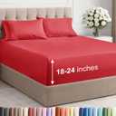 Extra Deep Pocket Queen Sheet Set - 4 Piece Breathable & Cooling Bed Sheets - Hotel Luxury Sheet Set - Ultra Soft, Wrinkle Free and Comfy - Easily Fits Extra Deep Mattresses - Deep Pocket Red Sheets