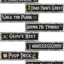 8 x 8 Pcs Pirate Sign Cutouts Set Pirate Party Signs Paper Cut Out Double Side Indoor and Outdoor Wall Decorations for Party Theme Events 11.81 x 2.76 Inch