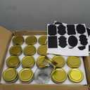 Encheng 12 oz Glass Jars With Lids, Regular Mouth Mason Jars For Storage, Canning Jars For Caviar, Herb, Jelly, Jams, Honey, Dishware Safe, Set Of 20 (Gold)