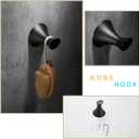 NEWRAIN 3-Piece Bathroom Hardware Set, Matte Black - Hand Towel Ring, Toilet Paper Holder, Robe Towel Hooks