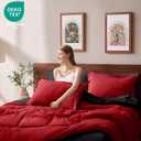 FUANNA Full Size Comforter Sets 7 Pieces, Reversible Bed in a Bag Full with All Season Premium Comforter, Bedding Sets Includes Comforter, Flat Sheet, Fitted Sheet, Pillowcases & Shams, Red & Black