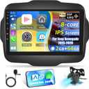 8-Core Android Stereo for Jeep Renegade 2015 2016 2017 2018 2019 2020 with DSP+32EQ - 2+64G 9 inch IPS 1280 * 720 Touchscreen Upgrade Radio - Wireless Carplay/Android Auto/WiFi + AHD Backup Camera