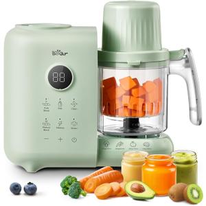 Bear Baby Food Maker with 18.5oz Dual-Layer Steam Baskets, OneStep Baby Food Processor Steamer Puree Blender Grinder Mills, Auto Cooking Grinding&Sterili-zing for Healthy Homemade Baby Food, BPA-Free, Green