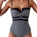 Eomenie Women's Push Up Wrap Front Swimsuit One Piece Tummy Control Bathing Suits Bandeau Support Slimming Swimwear L