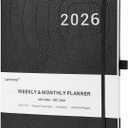 2026 Planner - Weekly & Monthly Planner 2026 with Pen Loop, to Achieve Your Goals & Improve Productivity, January - December 2026, Thick Paper, Inner Pocket, 8.5" x 11" - Black