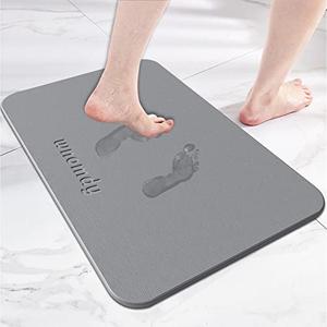 Bath Stone Mats Diatomaceous Earth Bath Mat Fast Water Drying Super Absorbent Diatomite Mat with Non-Slip for Bathroom Shower Floor,Kitchen Absorbent Pad,15.35x23.62inch,Grey,Hard 1-Pack