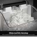 Kismile Nugget Ice Maker Countertop, 35 lbs/Day, Stainless Steel | Portable Sonic Ice Maker & Pebble Ice Machine, First Ice in 7 Mins, 43 dB Quiet, One-Touch Self-Cleaning for Home & Office