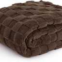 Bedsure GentleSoft Fall Throw Blanket for Couch Brown - Checkered Fleece Blankets Gifts for Women Men Girls, Cute Soft Cozy Throw for Bedroom Home Decor Gifts, 50x60 Inches