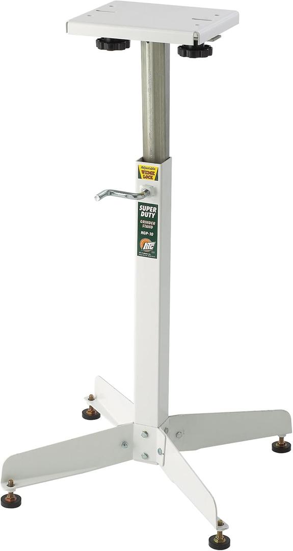 HTC Bench Grinder Stand Adjustable Height From 25 to 41 Inch Heavy Duty 500 lb Capacity Universal Power Tool Stand White HGP-10