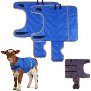 Goat Coat Calf Warm Clothes Calf Saver Coat Blanket for Keep Cow Warmming Thickened Belly Protection Windproof, Horse Blanket for Calves, Goats, Foals, Donkeys, Alpaca and Large Dogs(Blue Plush)