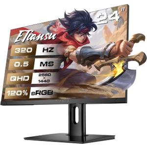 24" QHD 320Hz IPS Gaming Monitor, 0.5ms, FreeSync Premium, HDR, HDMI 2.1