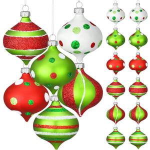 RoundFunny 12 Pcs Christmas Ball Ornaments 2.36 Inch Ornaments Glittering Plastic Hanging Decorations Elf Balls Swirl Candy Cane Peppermint Red and Green Christmas Tree Pendants for Xmas Tree Decor