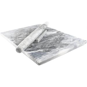 Marble Pastry Board and French Rolling Pin Set  16 x 12 Chilling Slab + 16 Rolling Pin  Non-Slip Feet  Ideal for Baking, Cheese, Charcuterie, Gifts & Elegant Kitchen Display