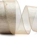 ALTIER 2.5 Inch x 40 Yards Champagne Gold Metallic Wired Ribbon for Christmas Home Decoration Gift Wrapping Bow Making Wreath DIY Crafts