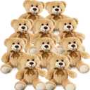 Plush Teddy Bear Cute Stuffed Animal Bear with Bow Plush Toys 13.8 Inches (Khaki,10pcs)