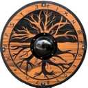 Medieval Wooden & Iron Viking Shield - Handmade Battle Ready - Perfect for Reenactment & Decor - 24 Inches, As Show