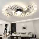 ziidoo Modern Ceiling Light, 42+1 Lights Metal Firework Designed Chic Led Lighting Fixture for Farmhouse Kitchen Dining Room Bedroom Hallway Living Room (Black)