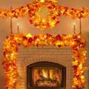 23.6Ft Thanksgiving Decorations Fall Decor for Home Lighted Fall Garland Maple Leaves Total 80 LED Fall Decorations for Home Halloween Decorations Outdoor String Lights for Autumn Decor Harvest