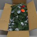 Christmas Garland with Lights - 9FT Pre-Lit Flocked Garland with 30 LED Bulbs, Red Berries, Pine Cones, Artificial Pine Battery Operated Garland for Fireplace, Staircase, Indoor & Outdoor Decoration