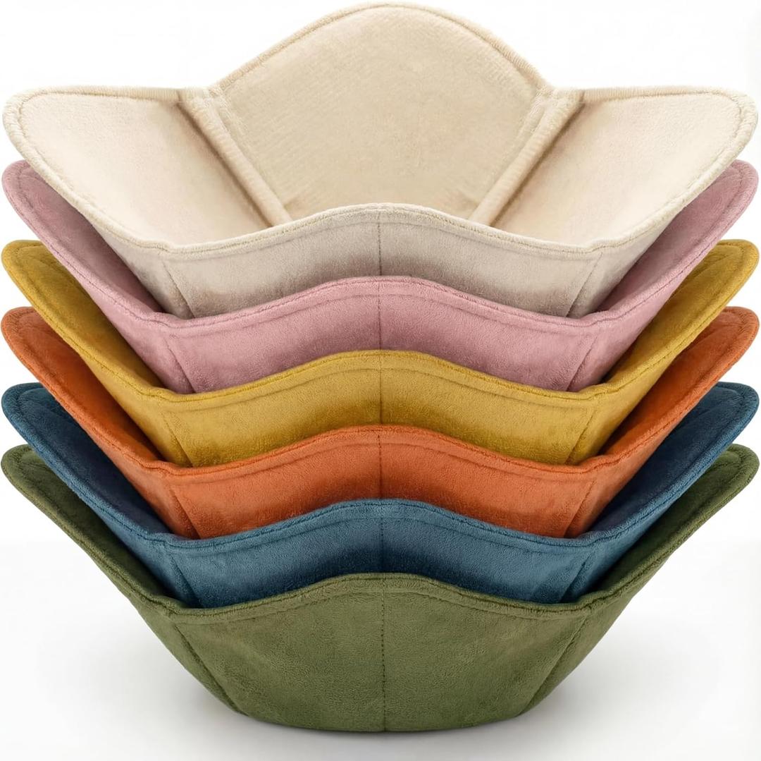 Boao 6 Pack Microwave Bowl Cozy Holder Safe Insulated Bowl Cozies Multipurpose Hot Heat Proof Soup Plate Holder to Prevent Hand from Heat and Maintain Food Warm(Natural Color)