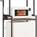 3-Tier Mini Fridge Stand Kitchen Bakers Rack with Adjustable Shelves, Freestanding Microwave Stand with Storage, Split Design Coffee Bar Station for Home Office Dorm (Rustic Brown, 25.6")