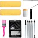 Paint Roller Kit with Extension Pole - 6 Pieces Set with 9" Paint Roller, 2" Paint Brush, 51" Adjustable Extension Pole, 11" Sturdy Paint Tray - Complete Painting Tool Set