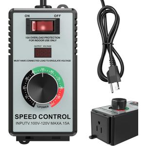 High-Capacity AC Motor Speed Controller 120V 15A 4000W - Universal Variable Speed Regulator with Advanced Overload Protection & Bright LED Display for Fans, Power Tools & More