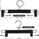 5 x 10 Pack Pants Hangers with Adjustable Non-Slip Clips Anti-Rust Hanging Hook for Trouser,Skirts,Jeans,Clothes Hangers Black