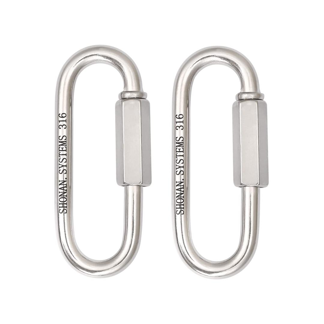 SHONAN 3.6" Chain Quick Links, 2 Pcs 5/16" Marine Grade Screw Chain Links, Large Opening Chain Connector Chain Coupler, 1450 Lbs Capacity
