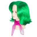Miss U Hair Short Wavy Green Wig with Scarf for Kids Child Fun Anime Cosplay Wig
