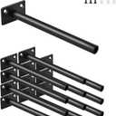 12 Pcs 6" Black Steel Floating Shelf Bracket Blind Shelf Supports - Hidden Brackets for Floating Wood Shelves - Concealed Blind Shelf Support  Screws and Wall Plugs Included