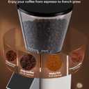 Tuni G1 Conical Burr Coffee Grinder, 48 Grind Settings Anti-static Burr Mill, Precision Electronic Timer and LED Touchscreen for Espresso/Drip/Cold Brew/French Press, Stainless Steel, Ivory