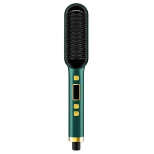 Five Temperature for Quick Heating of The Straight Hair Brush(LCD Green, US)