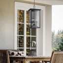 Ocino 3-Light Outdoor Pendant Light, Black Finish with Adjustable Chain Height and Textured Glass, Wet-Rated Lighting Ideal for Porches, Patios, Entryways