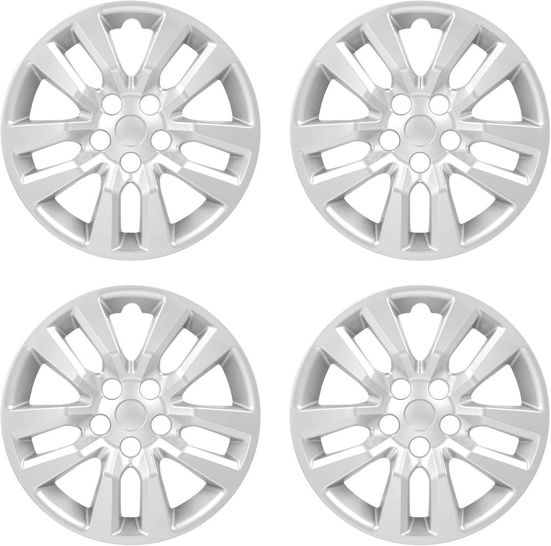 Wheel Hubcaps Compatible with Nissan Altima 2013-2018 16-inch Wheel Covers Black Set of 4Pcs (Silver)