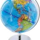 8 Inch World Globe with Stand, 360° Spinning Earth Map for Desk, Detailed Geographic Sphere for Office, Study, Travel Planning and Home Display