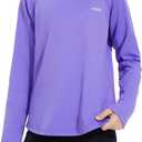 Girls' Sweatshirt Purple Long Sleeve Sports Tops Round Neck Loose Pullover Solid Athletic Tee Shirts (Purple)