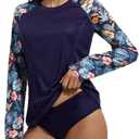 baleaf Rash Guard for Women Swim Shirts UPF 50+ UV Sun Protection Long Sleeve Swimsuit Top Zipper Pocket Thumbhole size S