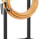 TomCare Garden Hose Holder Heavy Duty Water Hose Holder Holds 160 FT Hoses 4 Spikes Hose Reel with 2 Tool Hooks Freestanding Hose Hanger Sturdy Hose Storage Stand for Outside Yard Lawn, Black