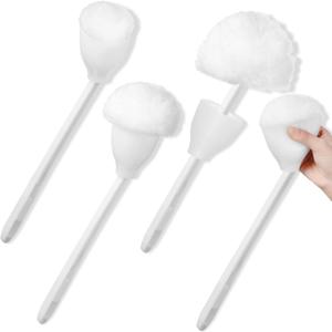 Eaasty Toilet Bowl Mop Toilet Bowl Brush White Soft Swab Bathroom Brush with Holder Long Handle Cleaning Scrubber Bathroom Accessories(4 Pcs)